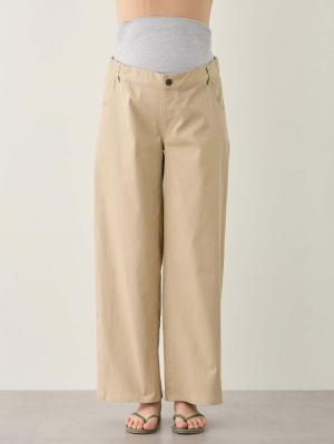 マタニティ パンツ|綿混ハイストレッチチノパンツ　マタニティ・産後【出産後も長く着られる】