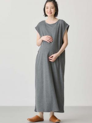 マタニティ パジャマ・ルームウェア|【オールインワンにもなる】綿混パイルルームウェア マタニティ・授乳パジャマ【産後も長く着られる】|杢チャコール