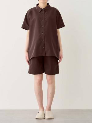 マタニティ パジャマ・ルームウェア|綿混半袖シャツ＆ショートパンツパジャマ(無地・ストライプ)　　マタニティ・授乳パジャマ【産後も長く着られる】