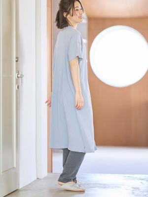 マタニティ パジャマ・ルームウェア|【助産院監修】【半袖・長袖】【ミドル丈】ハイストレッチリブ前開きパジャマ　マタニティ・授乳パジャマ【出産後も長く使える】|グレイッシュブルー(半袖)