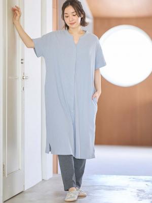 【助産院監修】【半袖・長袖】【ミドル丈】ハイストレッチリブ前開きパジャマ　マタニティ・授乳パジャマ【出産後も長く使える】10573