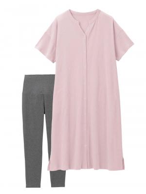 マタニティ パジャマ・ルームウェア|【助産院監修】【半袖・長袖】【ミドル丈】ハイストレッチリブ前開きパジャマ　マタニティ・授乳パジャマ【出産後も長く使える】|モーヴピンク(半袖)