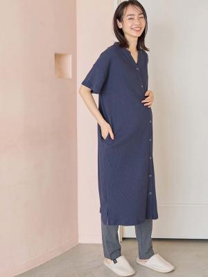 【助産院監修】【半袖・長袖】【ミドル丈】ハイストレッチリブ前開きパジャマ　マタニティ・授乳パジャマ【出産後も長く使える】10573