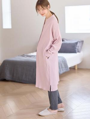 マタニティ パジャマ・ルームウェア|【助産院監修】【半袖・長袖】【ミドル丈】ハイストレッチリブ前開きパジャマ　マタニティ・授乳パジャマ【出産後も長く使える】|モーヴピンク（長袖）