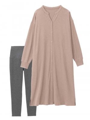 マタニティ パジャマ・ルームウェア|【助産院監修】【半袖・長袖】【ミドル丈】ハイストレッチリブ前開きパジャマ　マタニティ・授乳パジャマ【出産後も長く使える】|モカ(長袖)