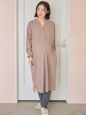 【助産院監修】【半袖・長袖】【ミドル丈】ハイストレッチリブ前開きパジャマ　マタニティ・授乳パジャマ【出産後も長く使える】10573