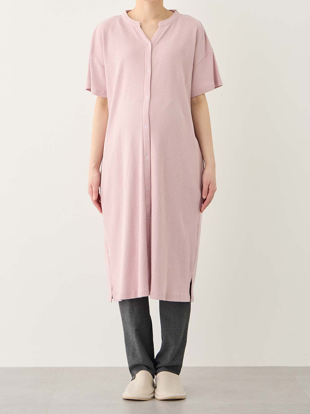 マタニティ パジャマ・ルームウェア|【助産院監修】【半袖・長袖】【ミドル丈】ハイストレッチリブ前開きパジャマ　マタニティ・授乳パジャマ【出産後も長く使える】