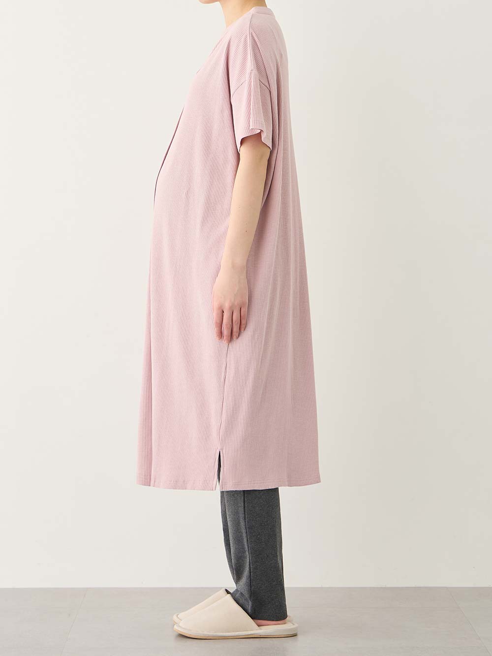 マタニティ パジャマ・ルームウェア|【助産院監修】【半袖・長袖】【ミドル丈】ハイストレッチリブ前開きパジャマ　マタニティ・授乳パジャマ【出産後も長く使える】