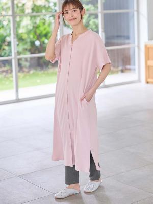 マタニティ パジャマ・ルームウェア|【助産院監修】【半袖・長袖】【ロング丈】ハイストレッチリブ前開きパジャマ　マタニティ・授乳パジャマ【出産後も長く使える】|モーヴピンク(半袖)