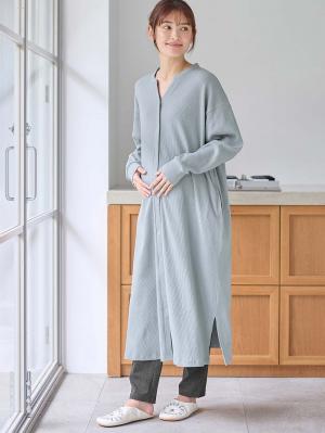 【助産院監修】【半袖・長袖】【ロング丈】ハイストレッチリブ前開きパジャマ　マタニティ・授乳パジャマ【出産後も長く使える】10574