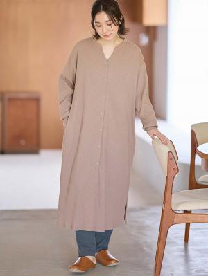 マタニティ パジャマ・ルームウェア|【助産院監修】【半袖・長袖】【ロング丈】ハイストレッチリブ前開きパジャマ　マタニティ・授乳パジャマ【出産後も長く使える】|モカ(長袖)