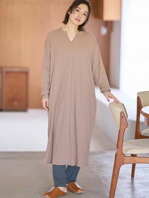 【助産院監修】【半袖・長袖】【ロング丈】ハイストレッチリブ前開きパジャマ　マタニティ・授乳パジャマ【出産後も長く使える】10574