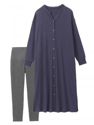 【助産院監修】【半袖・長袖】【ロング丈】ハイストレッチリブ前開きパジャマ　マタニティ・授乳パジャマ【出産後も長く使える】 10574