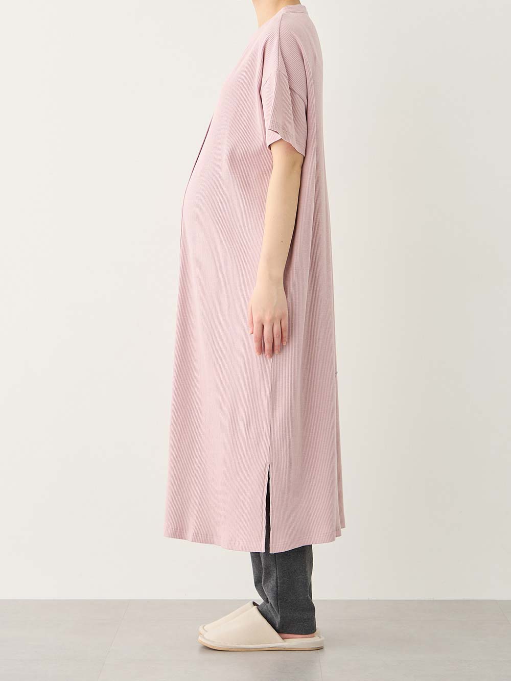 マタニティ パジャマ・ルームウェア|【助産院監修】【半袖・長袖】【ロング丈】ハイストレッチリブ前開きパジャマ　マタニティ・授乳パジャマ【出産後も長く使える】