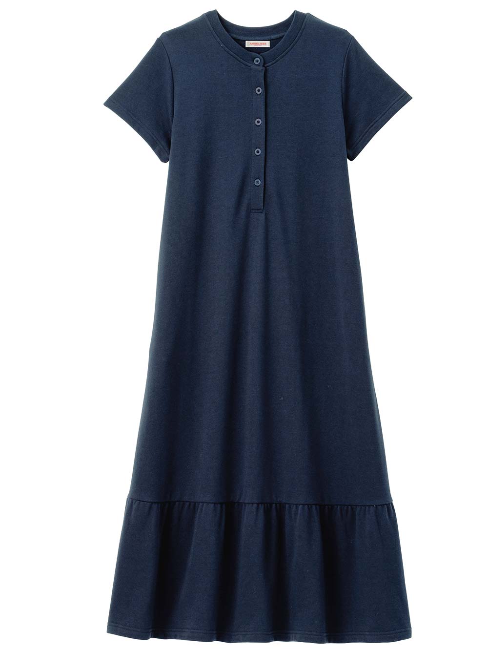 マタニティ パジャマ・ルームウェア|綿混やわらかスウェット半袖ティアードネグリジェ　マタニティ・授乳パジャマ【産後も長く着れる】|ネイビー