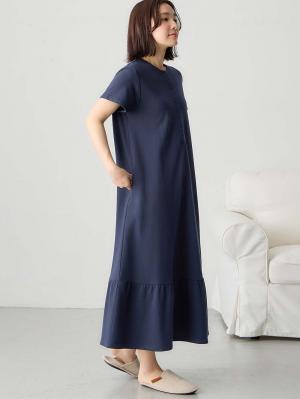 マタニティ パジャマ・ルームウェア|綿混やわらかスウェット半袖ティアードネグリジェ　マタニティ・授乳パジャマ【産後も長く着れる】|ネイビー