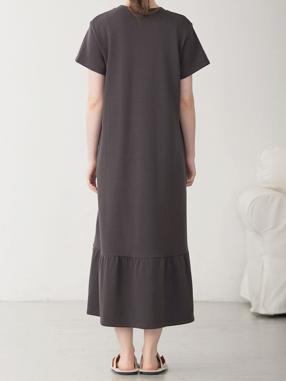 マタニティ パジャマ・ルームウェア|綿混やわらかスウェット半袖ティアードネグリジェ　マタニティ・授乳パジャマ【産後も長く着れる】