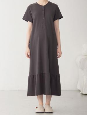 マタニティ パジャマ・ルームウェア|綿混やわらかスウェット半袖ティアードネグリジェ　マタニティ・授乳パジャマ【産後も長く着れる】