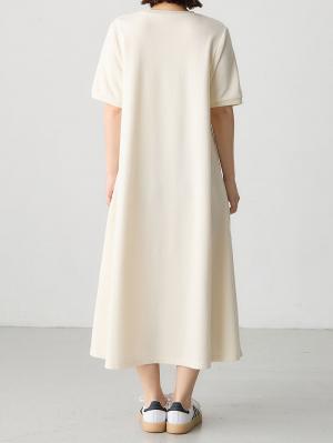 マタニティ ワンピース|綿混やわらかスウェット半袖フレアワンピース　マタニティ・授乳服【出産後も長く着られる】