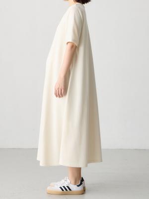 マタニティ ワンピース|綿混やわらかスウェット半袖フレアワンピース　マタニティ・授乳服【出産後も長く着られる】