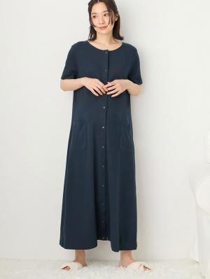【防汚加工】【長袖・半袖】【２WAY】綿100％前開きネグリジェ　マタニティ・授乳パジャマ【産後も長く着れる】10577