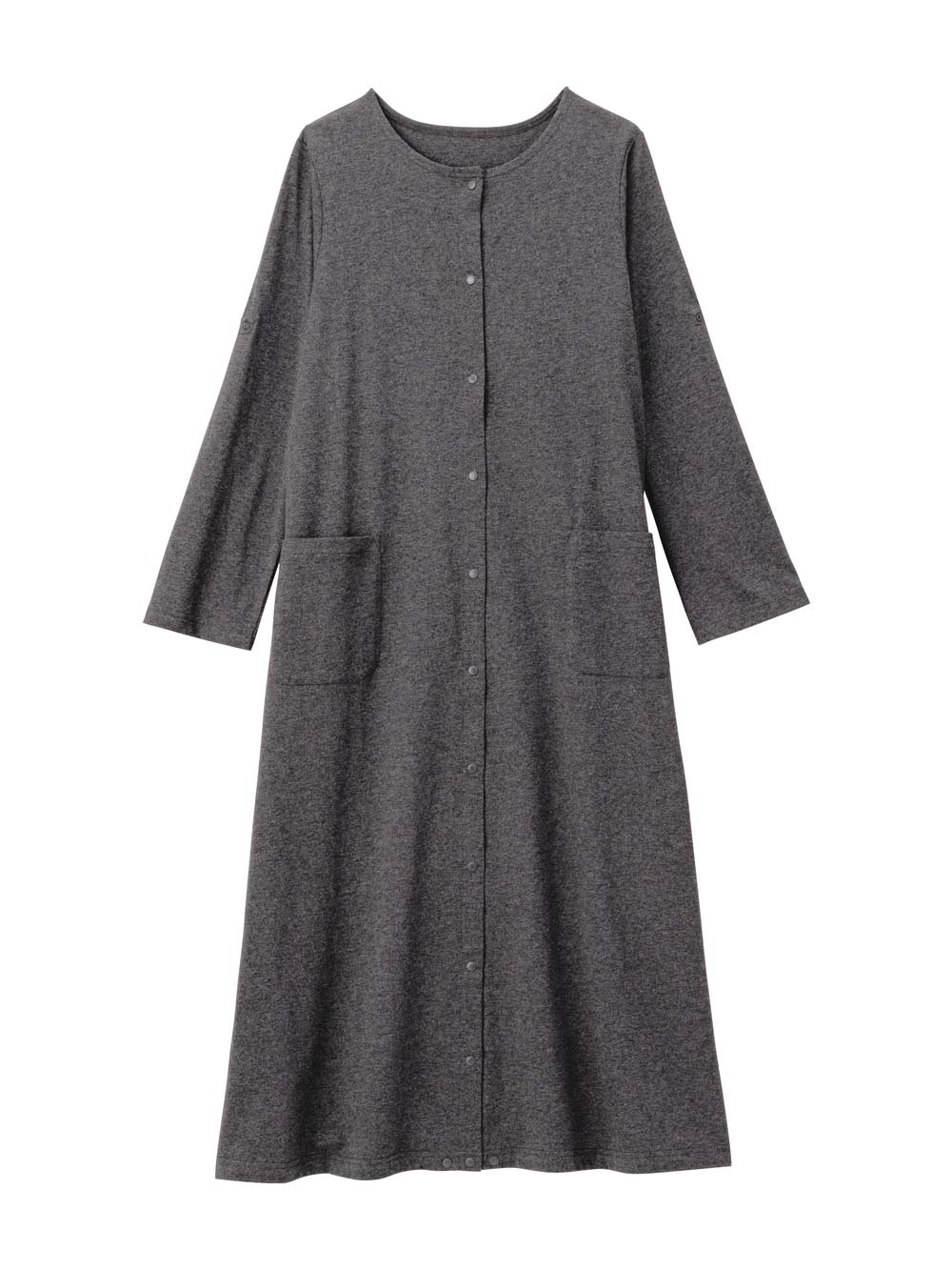 マタニティ パジャマ・ルームウェア|【防汚加工】【2WAY】綿100％前開き長袖ネグリジェ　マタニティ・授乳パジャマ【産後も長く着れる】|チャコール