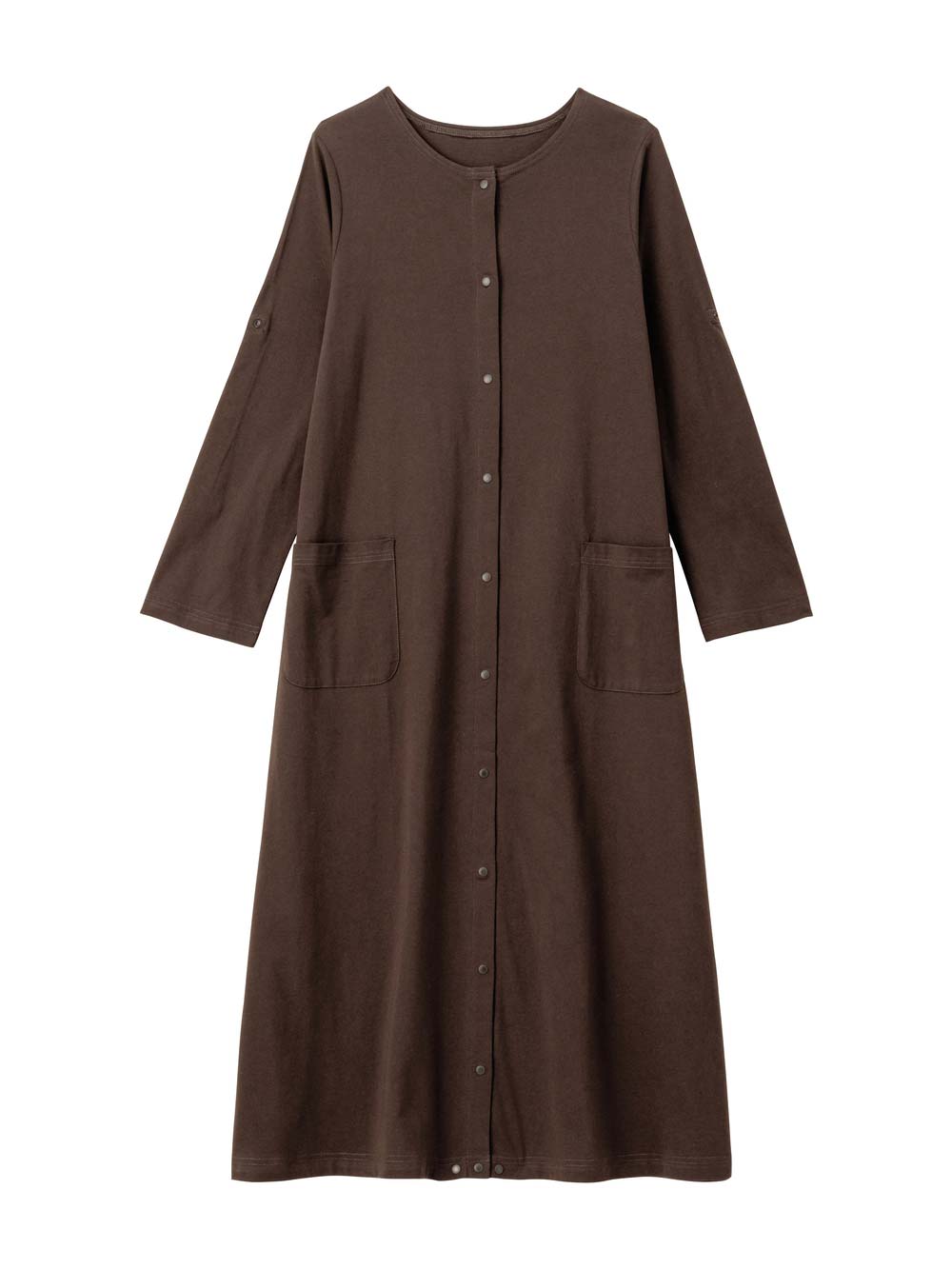 マタニティ パジャマ・ルームウェア|【防汚加工】【2WAY】綿100％前開き長袖ネグリジェ　マタニティ・授乳パジャマ【産後も長く着れる】|ブラウン
