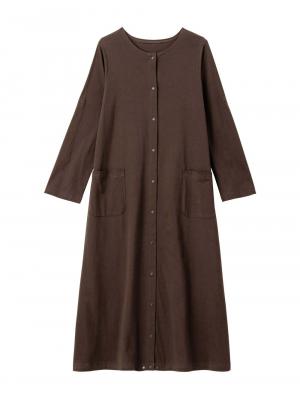 マタニティ パジャマ・ルームウェア|【防汚加工】【2WAY】綿100％前開き長袖ネグリジェ　マタニティ・授乳パジャマ【産後も長く着れる】|ブラウン