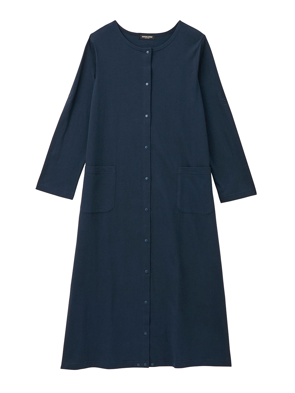 マタニティ パジャマ・ルームウェア|【防汚加工】【2WAY】綿100％前開き長袖ネグリジェ　マタニティ・授乳パジャマ【産後も長く着れる】|ネイビー