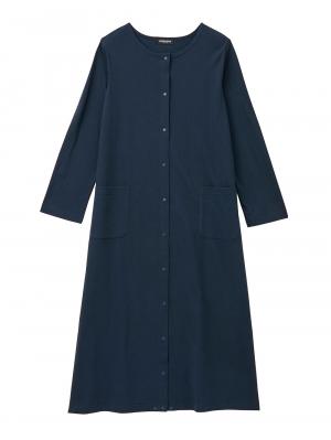 マタニティ パジャマ・ルームウェア|【防汚加工】【2WAY】綿100％前開き長袖ネグリジェ　マタニティ・授乳パジャマ【産後も長く着れる】|ネイビー