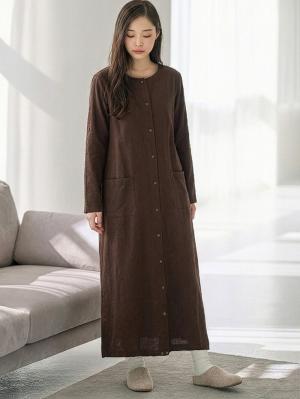 【防汚加工】【2WAY】綿100％前開き長袖ネグリジェ　マタニティ・授乳パジャマ【産後も長く着れる】10578