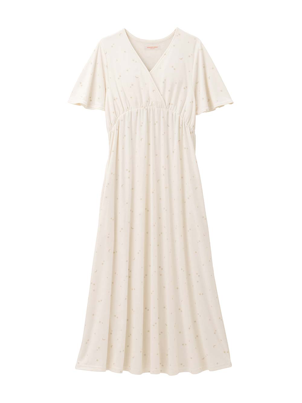 マタニティ パジャマ・ルームウェア|【親子コーデ可】星柄・オリーブ柄スムースカシュクールパット付半袖ネグリジェ【出産後も長く使える】|星柄