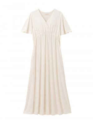 マタニティ パジャマ・ルームウェア|【親子コーデ可】星柄・オリーブ柄スムースカシュクールパット付半袖ネグリジェ【出産後も長く使える】|星柄