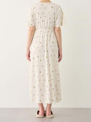 マタニティ パジャマ・ルームウェア|【親子コーデ可】星柄・オリーブ柄スムースカシュクールパット付半袖ネグリジェ【出産後も長く使える】