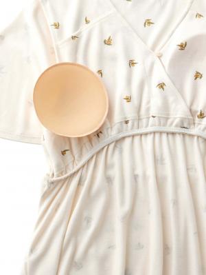 マタニティ パジャマ・ルームウェア|【親子コーデ可】星柄・オリーブ柄スムースカシュクールパット付半袖ネグリジェ【出産後も長く使える】