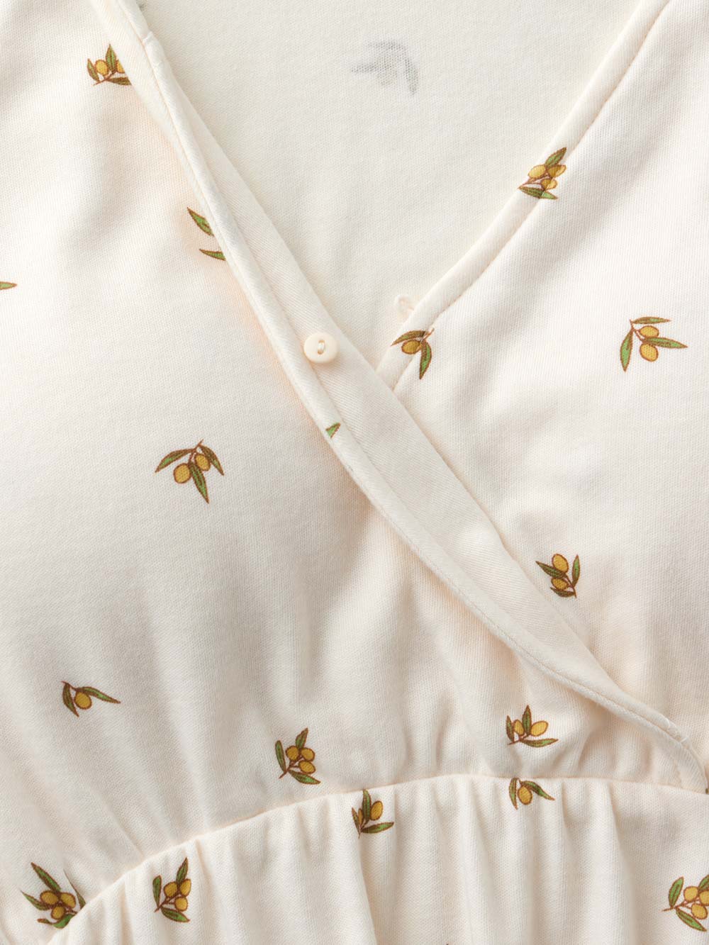 マタニティ パジャマ・ルームウェア|【親子コーデ可】星柄・オリーブ柄スムースカシュクールパット付半袖ネグリジェ【出産後も長く使える】