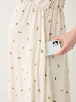 マタニティ パジャマ・ルームウェア|【親子コーデ可】星柄・オリーブ柄スムースカシュクールパット付半袖ネグリジェ【出産後も長く使える】