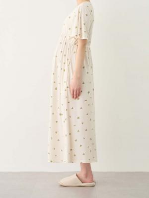 マタニティ パジャマ・ルームウェア|【親子コーデ可】星柄・オリーブ柄スムースカシュクールパット付半袖ネグリジェ【出産後も長く使える】