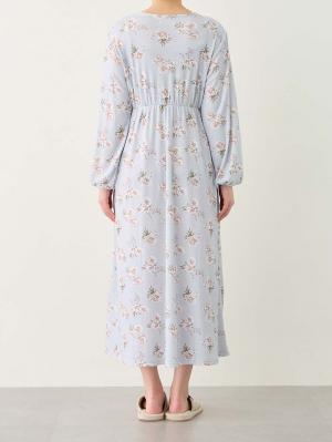 マタニティ パジャマ・ルームウェア|【親子コーデ可】花柄スムースカシュクールパッド付長袖ネグリジェ 【出産後も長く使える】