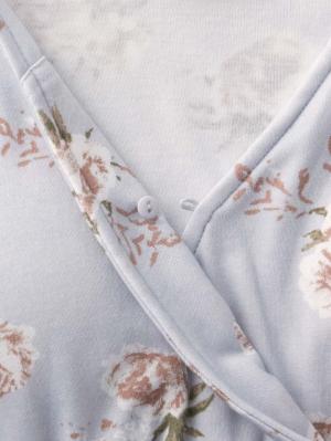 マタニティ パジャマ・ルームウェア|【親子コーデ可】花柄スムースカシュクールパッド付長袖ネグリジェ 【出産後も長く使える】