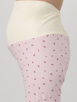 マタニティ パジャマ・ルームウェア|【親子コーデ可】綿混やわらかスムースチェリープリントフリルパジャマ マタニティ・授乳パジャマ【出産後も長く使える】