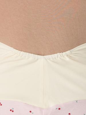 マタニティ パジャマ・ルームウェア|【親子コーデ可】綿混やわらかスムースチェリープリントフリルパジャマ マタニティ・授乳パジャマ【出産後も長く使える】