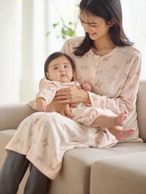 マタニティ パジャマ・ルームウェア|【親子コーデ可】リボン柄プリント２ＷＡＹパジャマ　マタニティ・授乳パジャマ【出産後も長く使える】|ピンク