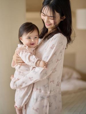 マタニティ パジャマ・ルームウェア|【親子コーデ可】リボン柄プリント２ＷＡＹパジャマ　マタニティ・授乳パジャマ【出産後も長く使える】|ピンク