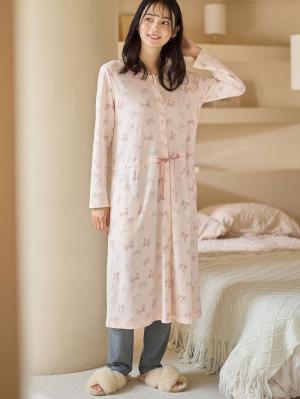 【親子コーデ可】リボン柄プリント２ＷＡＹパジャマ　マタニティ・授乳パジャマ【出産後も長く使える】10582