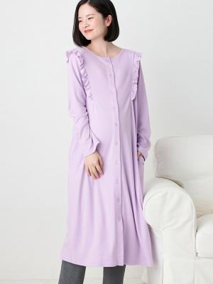 綿混やわらかスムースラッフルワンピース＆レギンスパジャマ　マタニティ・授乳パジャマ【出産後も長く使える】10583