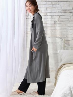 綿混やわらかスムースラッフルワンピース＆レギンスパジャマ　マタニティ・授乳パジャマ【出産後も長く使える】10583