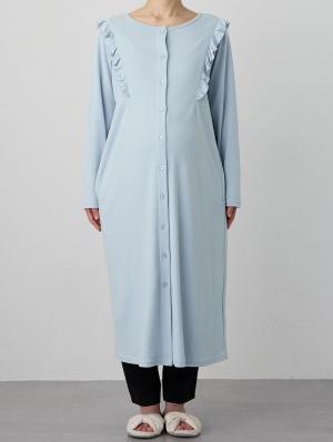 マタニティ パジャマ・ルームウェア|綿混やわらかスムースラッフルワンピース＆レギンスパジャマ　マタニティ・授乳パジャマ【出産後も長く使える】