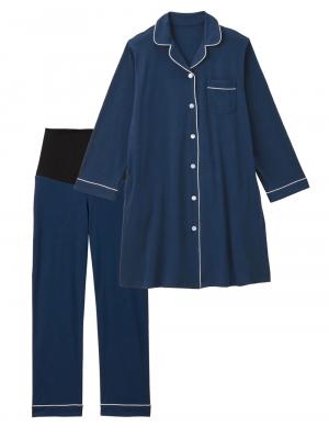 綿混やわらかスムースシャツパジャマ　マタニティ・授乳パジャマ【出産後も長く使える】 10584