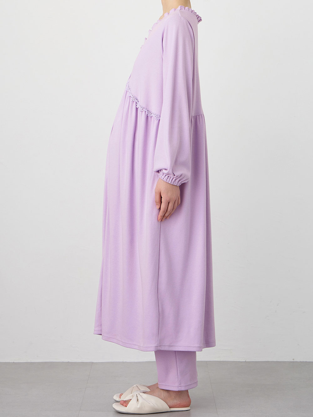 マタニティ パジャマ・ルームウェア|綿混やわらかスムース切替ギャザーパジャマ　マタニティ・授乳パジャマ【出産後も長く使える】